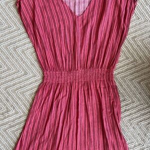 GAP Pink and Black Striped V-Neck Dress